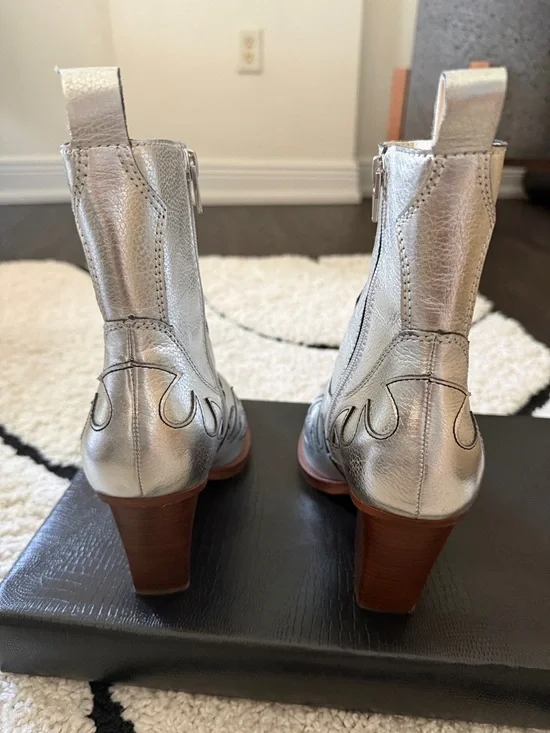 Dolce Vita Metallic Pointed Toe Western Ankle Boots - Women - Picture 3 of 7